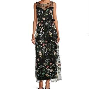 R&M Richards Black Floral Embroidered Maxi Dress